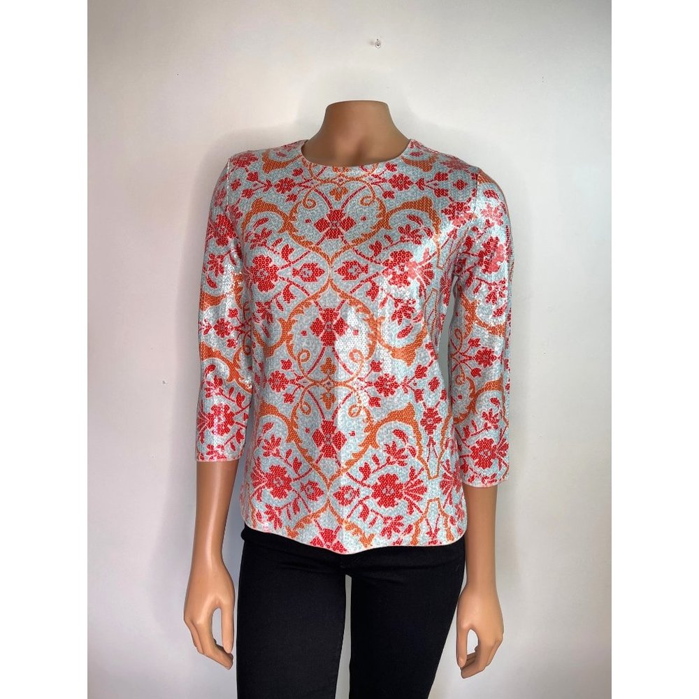 J. McLaughlin 3/4 Sleeve Sequined Top